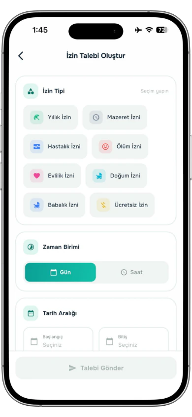 İzin talebi cepten